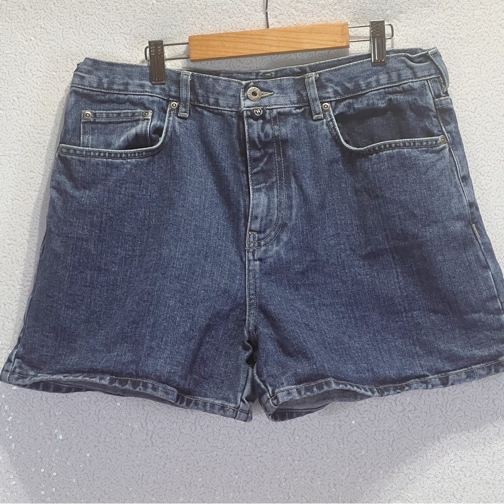 Nautical denim shorts women’s 14 blue mid rise mom style vintage 90s